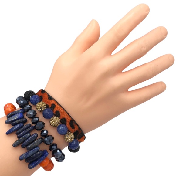 Set 4 Orange Blue Bracelets Auburn Virginia Cavaliers Broncos - Picture 4 of 4